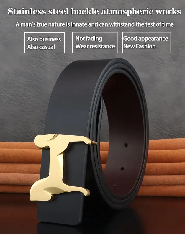 Grade Stainless steel horse 3.8cm wide slide buckle men belts High genuine.