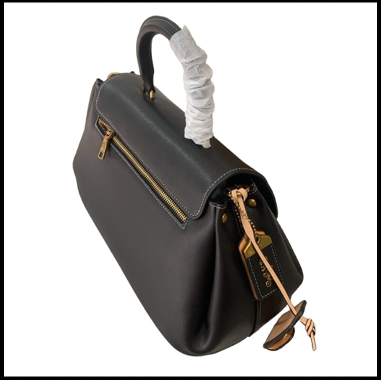 COACH CCC39 Slouchy Rogue Top Handle Bag 39 Natural Grain Leather Black Outlet