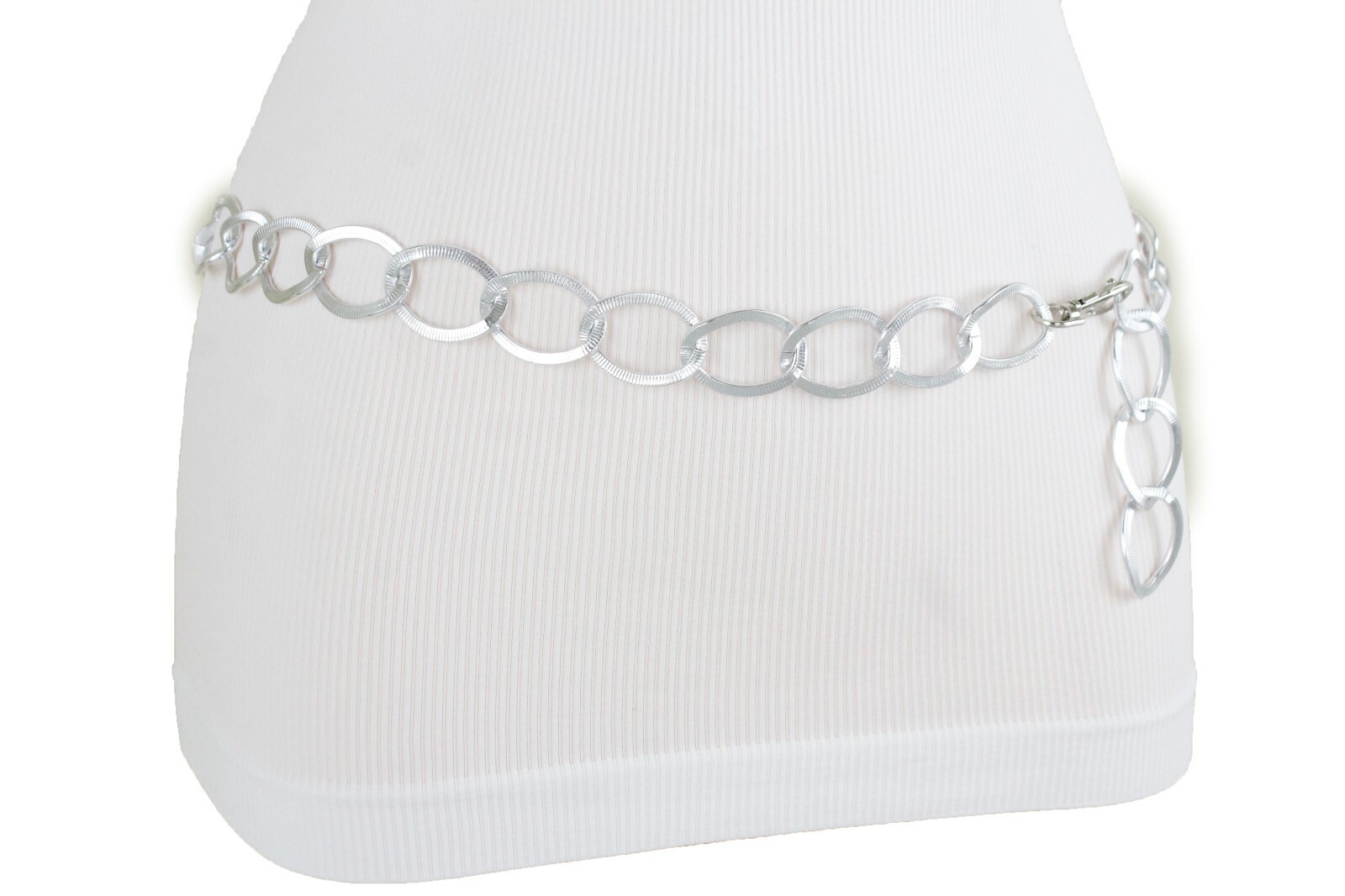 Women Silver Metal Thick Chain Chunky Links Hip High Waist Belt XS S M L XL XXL