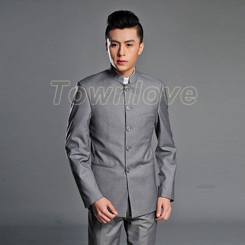 Mens Single Breasted Mao Suit Oriental Chinese Tunic Jackets Pants Blazers Sets
