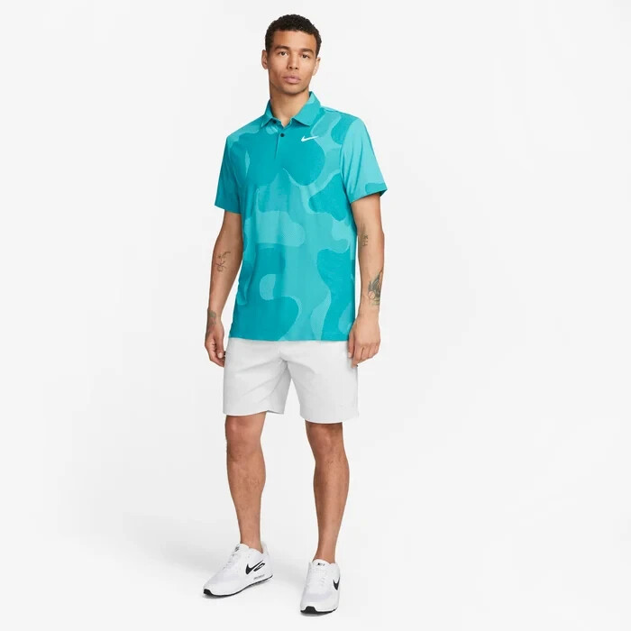 Nike Dri-Fit ADV Tour Camo Golf Polo Teal DR5312-381 Mens 2XL XXL