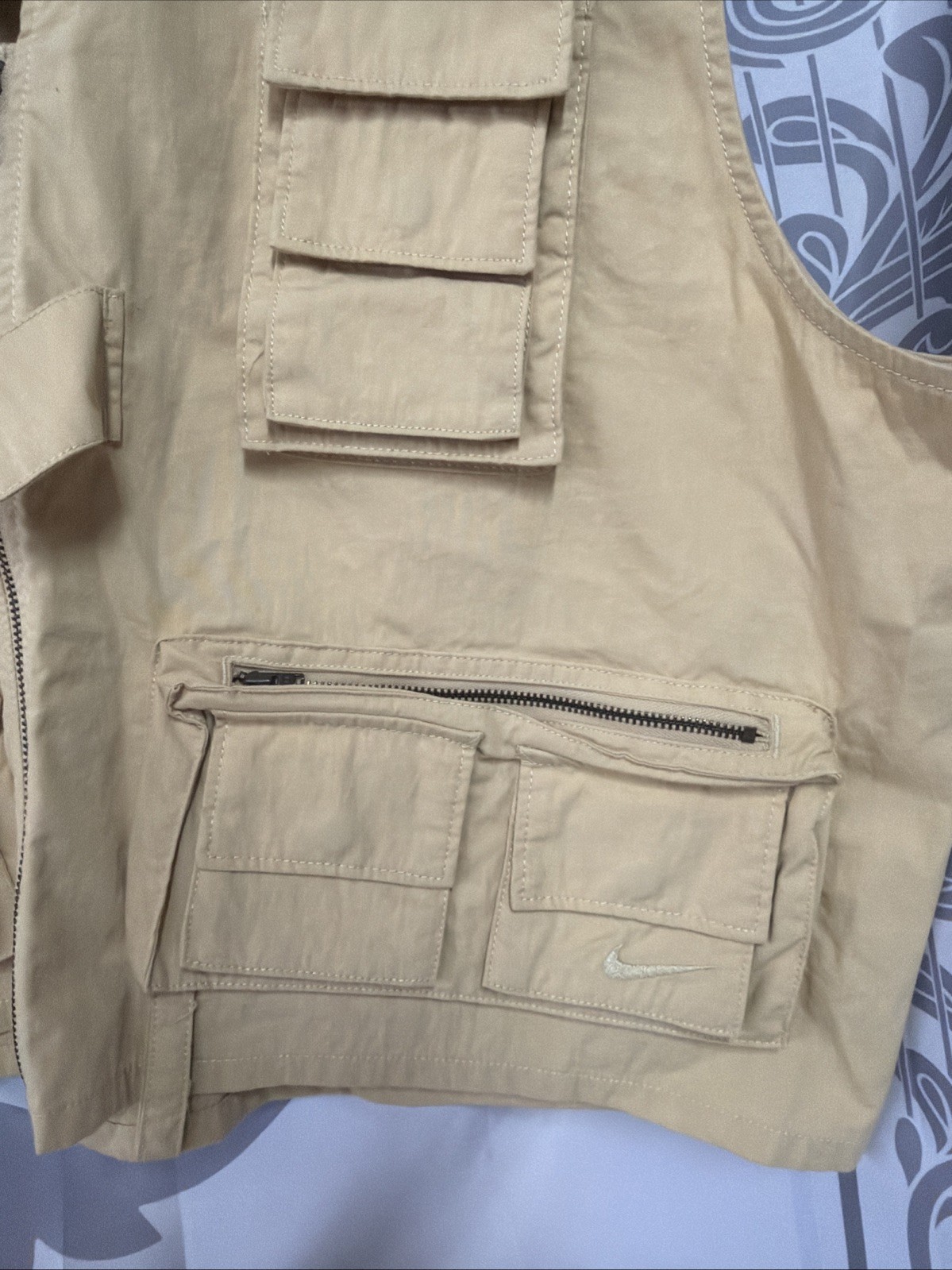 Nike Life Utility Vest Men’s Large Beige New Full Zip Cargo Pockets FN3214-252