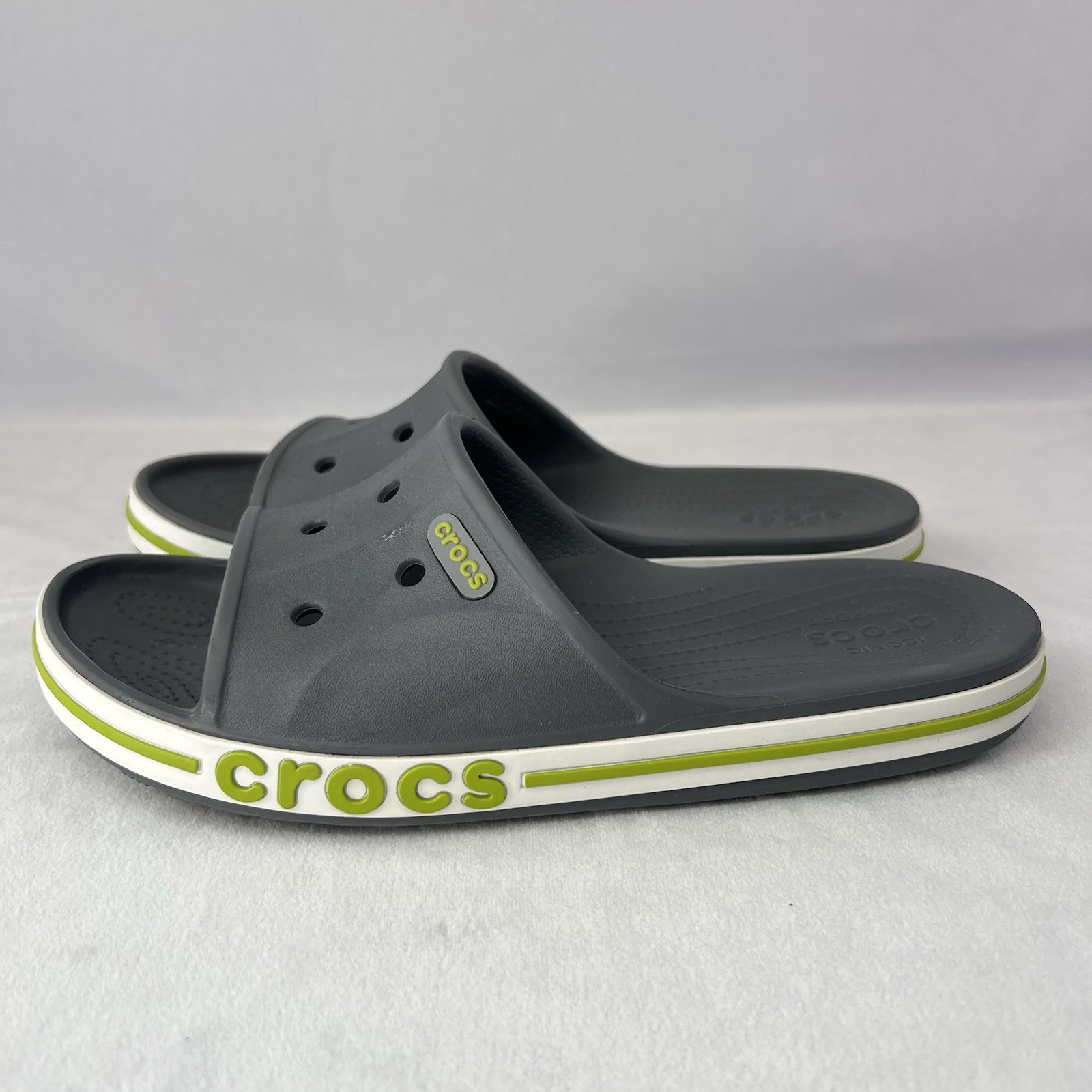 Crocs Size Mens 5/Women 7 Bayaband Iconic Comfort 205392 Unisex Gray Slides