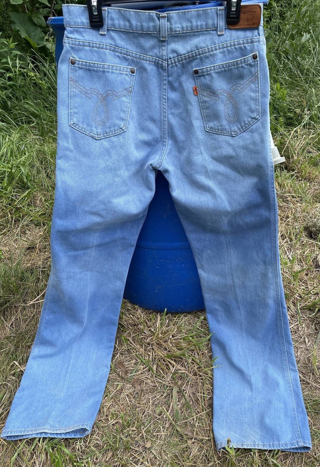Vintage 1970s Levis Orange Tab Western Cowboy Movin On Jeans Light Wash USA Made