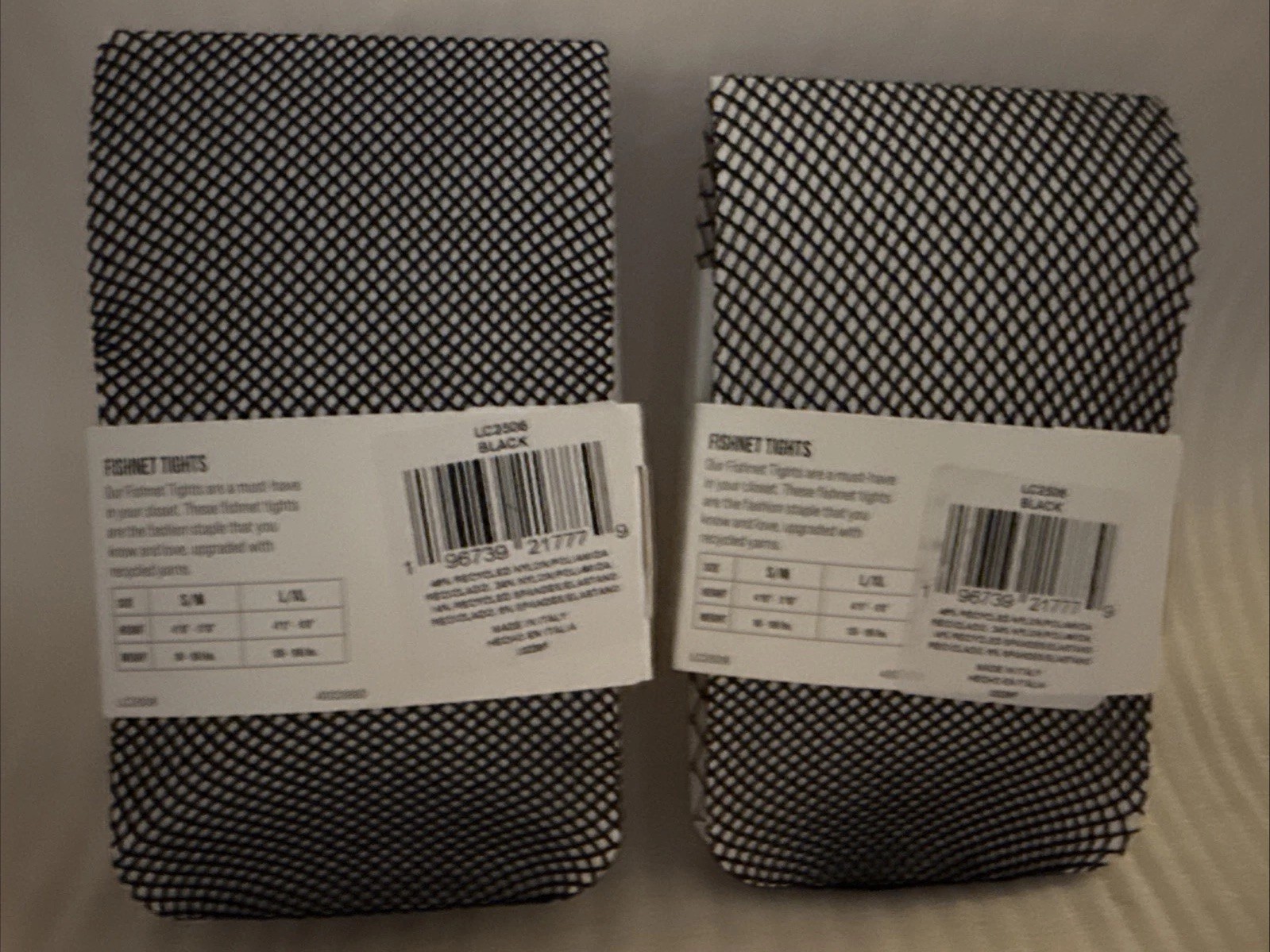 Leggs Fishnet Tights Black S/M Soft 21777 Lot of 2
