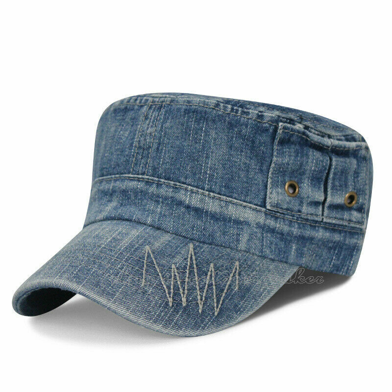 Men Women Denim Flat Cap Golf Visor Baseball Hat Army Sports Cap Sunproof Hat