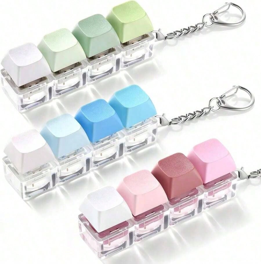 1 Pack Keyboard Fidget Toy Keychain Clicky Silent Stress Relief for Adult