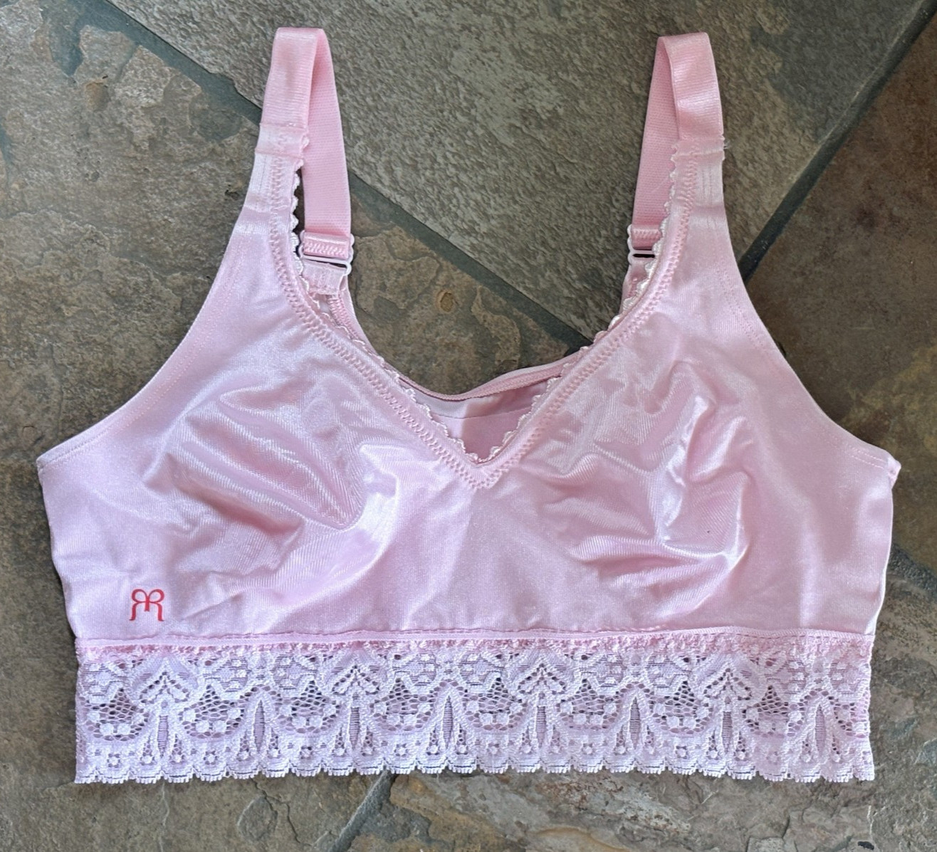RUBY RIBBON Size 32 Pink Lace Trim V Neck Demiette #3417 NEW