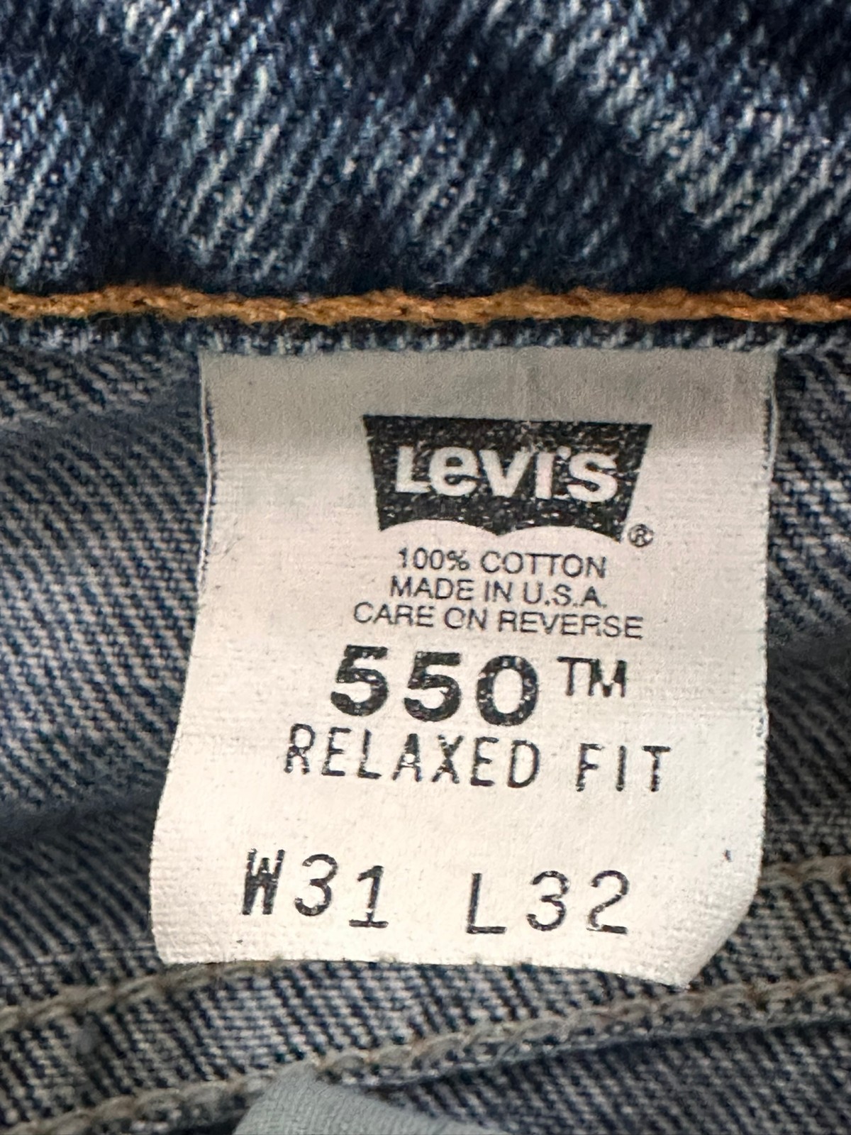 ’90s Vintage Levis 550 Relaxed Fit Orange Tab Made in USA 31×32