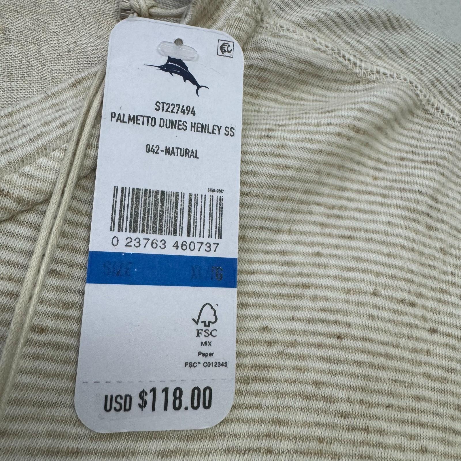 Tommy Bahama Mens Palmetto Dunes Henley Shirt XL Natural Linen Cotton Blend NWT