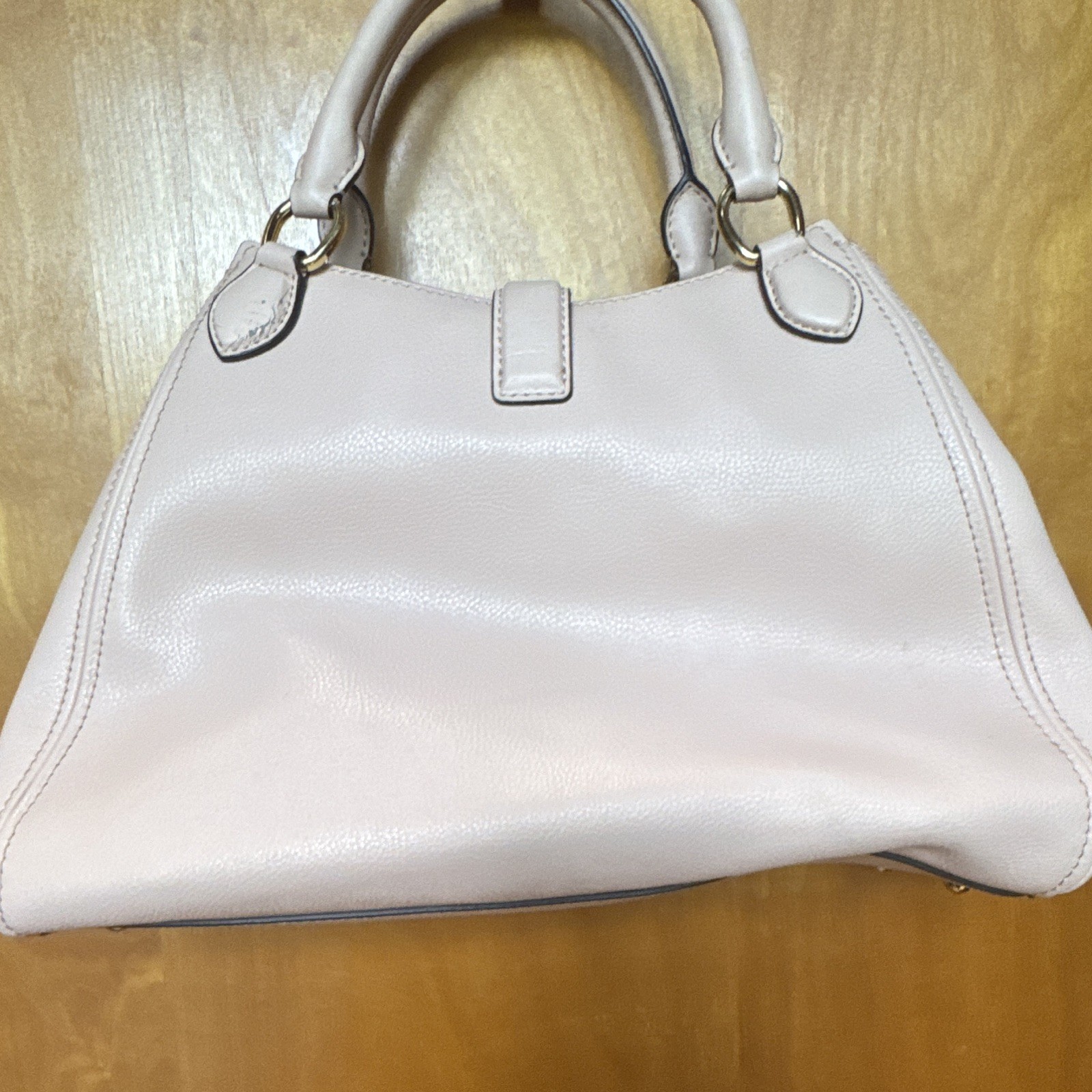 Lauren Ralph Lauren Pink Satchel Top Handle Bag Zip Closure Inner Pockets Gold