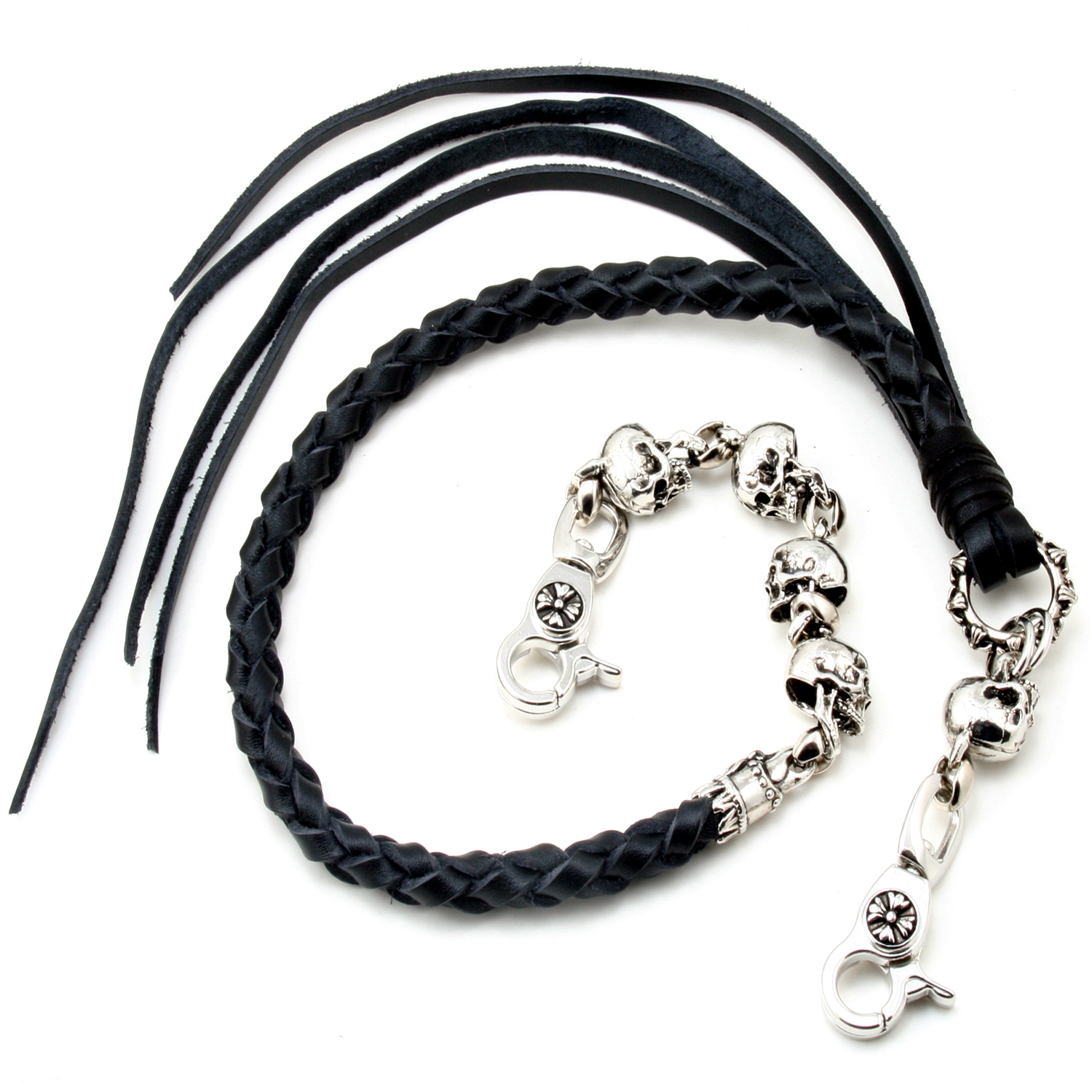 DK Skull Leather Biker Trucker Key Jean Wallet Chain (25″/4.8oz) Black SCS19