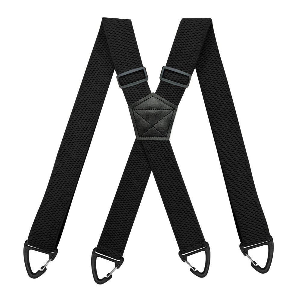 Mens Suspenders with 4 Snap Hooks Big and Tall Heavy Duty X-Back 3.8cm (Black)