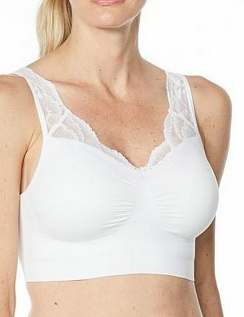 Rhonda Shear Classic White Ahh Bra Lace Neckline New Removable Pads