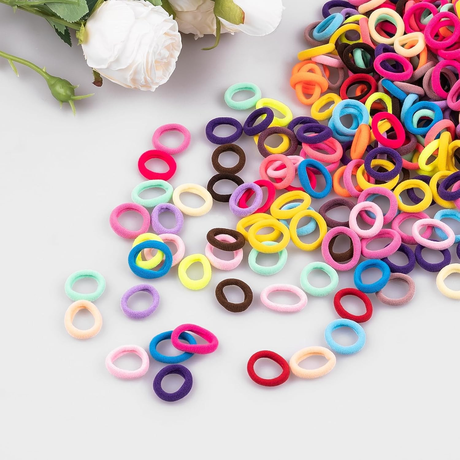 400 PCS Multicolor Cotton Hair Ties Small Baby Hair Ties for Kids and Girls