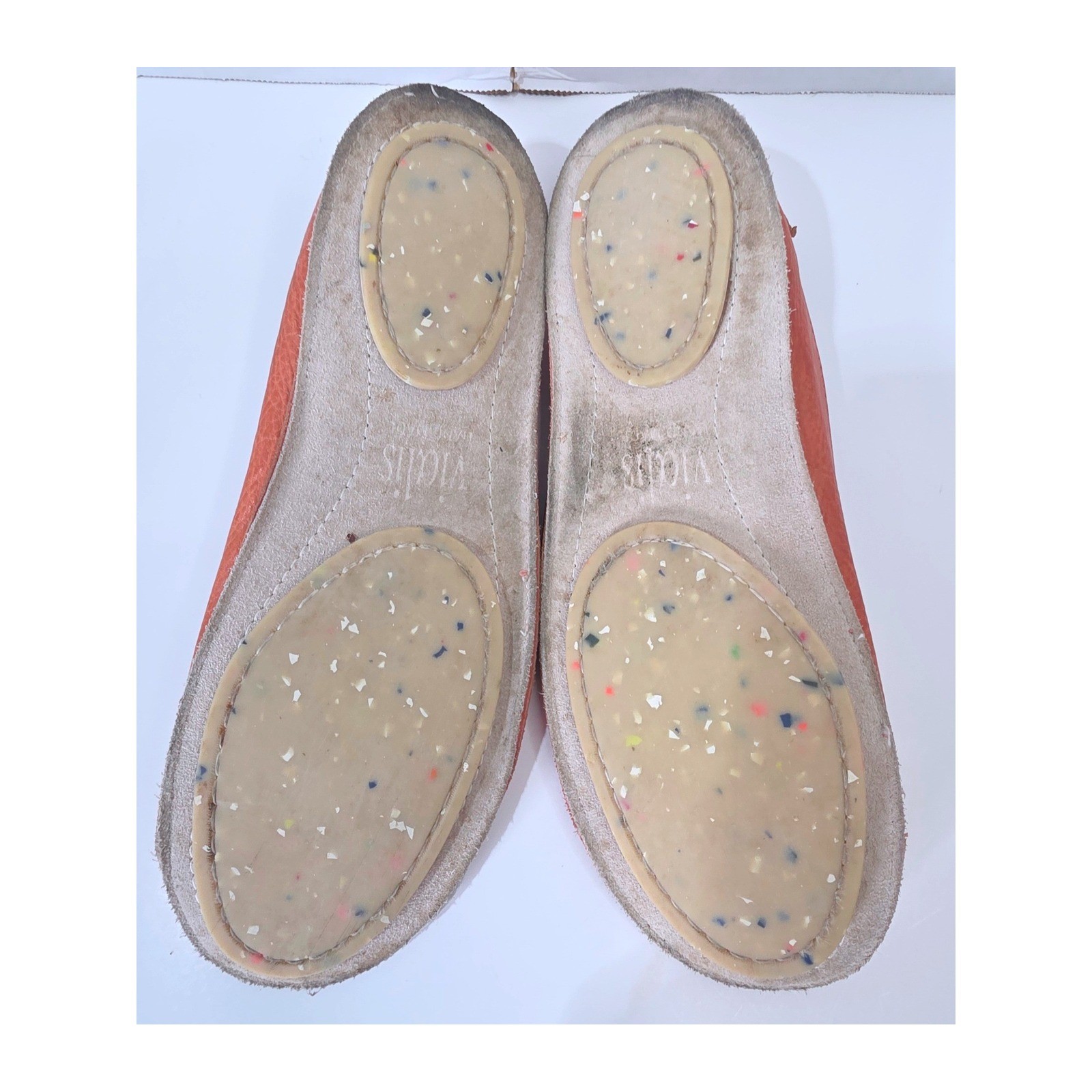 Vialis Coral Orange Leather Ballet Flats Handmade Artisan Spanish Shoes SZ 37