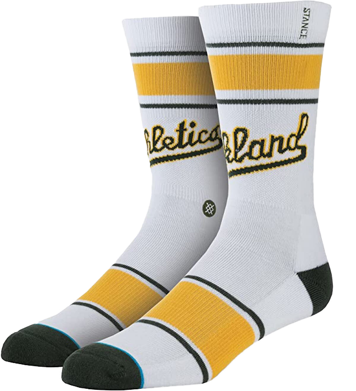 STANCE Oakland A’s Crew Socks Large / X-Large (9-13) White Yellow Green Purple