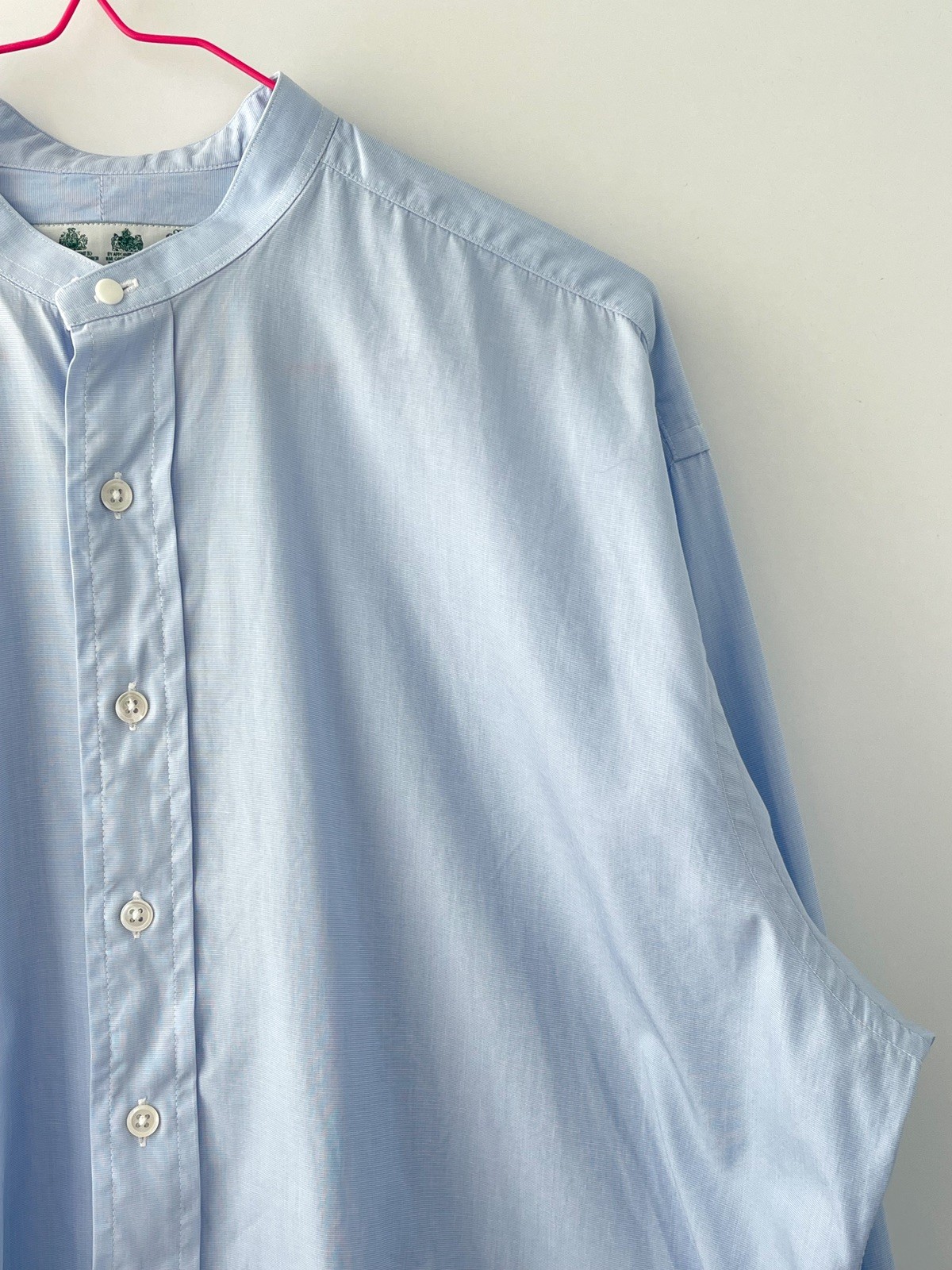 Ede & Ravenscroft Grandad Collar Shirt 15.5 39 Light Blue Cotton Royal Warrants