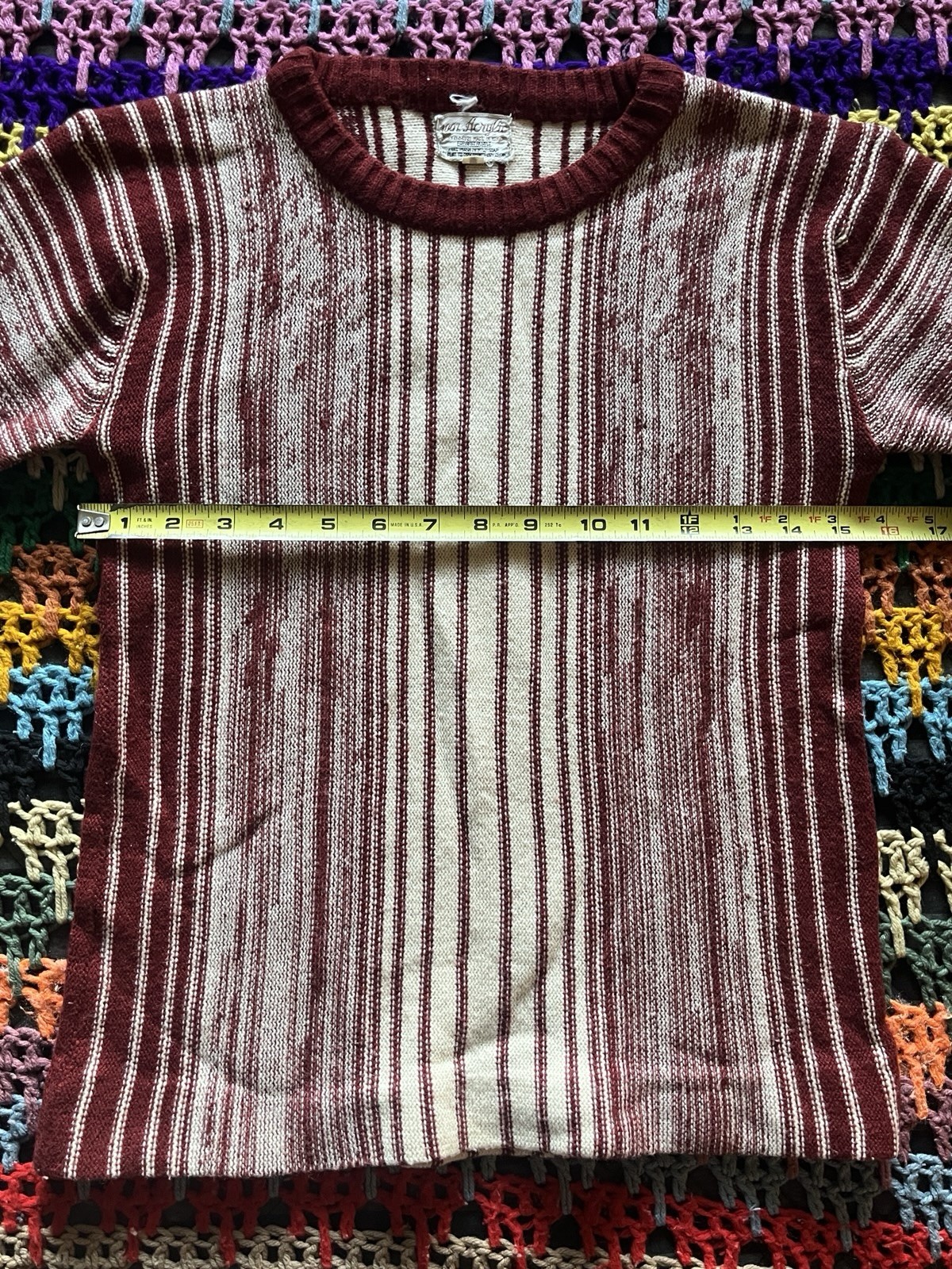 Vintage 50’s-60’s Acrylic Striped Abstract Pullover Sweater Size S/M