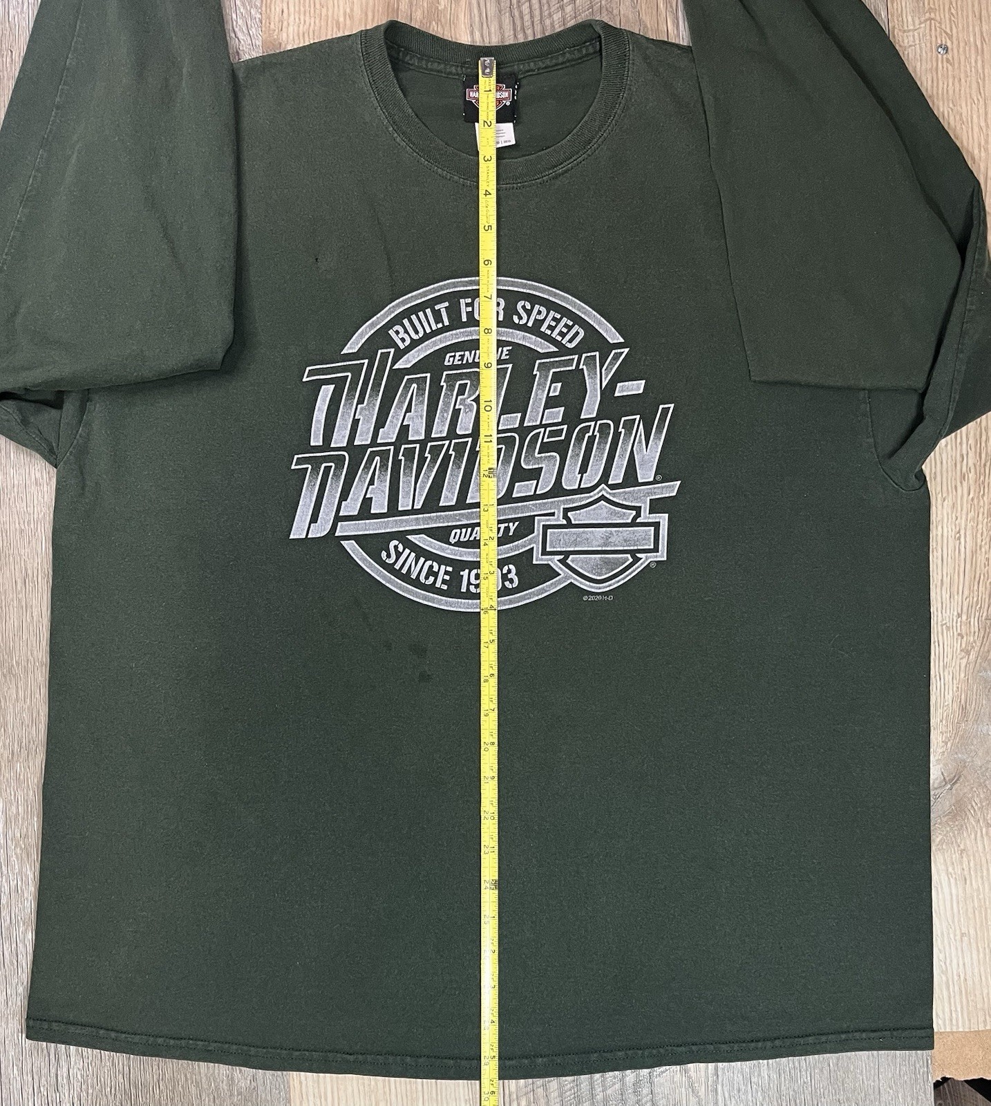 HARLEY-DAVIDSON Blue Ridge Hickory NC Green Long-Sleeve T-Shirt Men’s 2XL HOLES