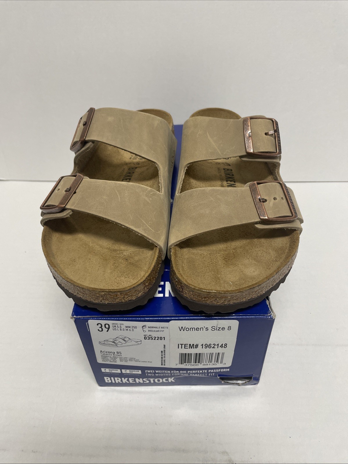 Birkenstock Arizona BS Tabacco Brown UNISEX Sandals/shoes W8/M6