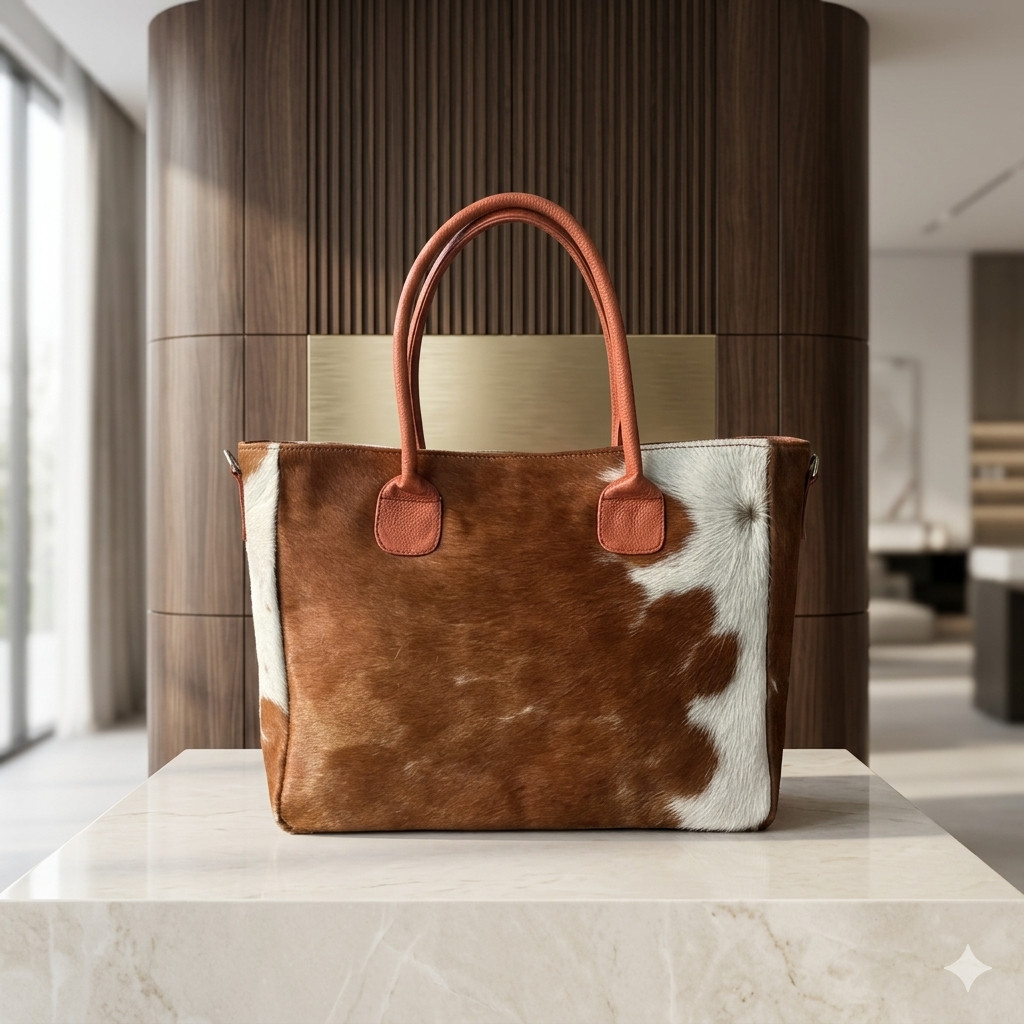 Handmade Cowhide Leather Shoulder Tote Bag Women Fashion Handbag