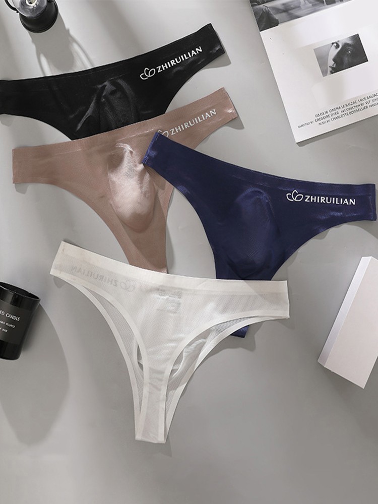 Men Sexy Seamless Briefs Thong Underwear Low Waist Comfortable Thin Underpant US