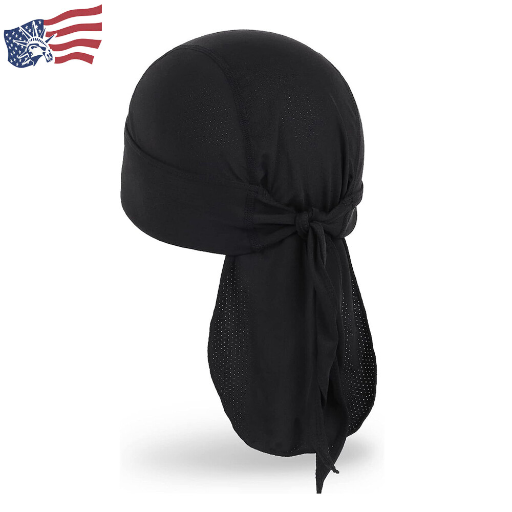 Motorcycle Wrap Biker Du Do Black Bandana Paisley Doo Rag Head Skull Cap Durag