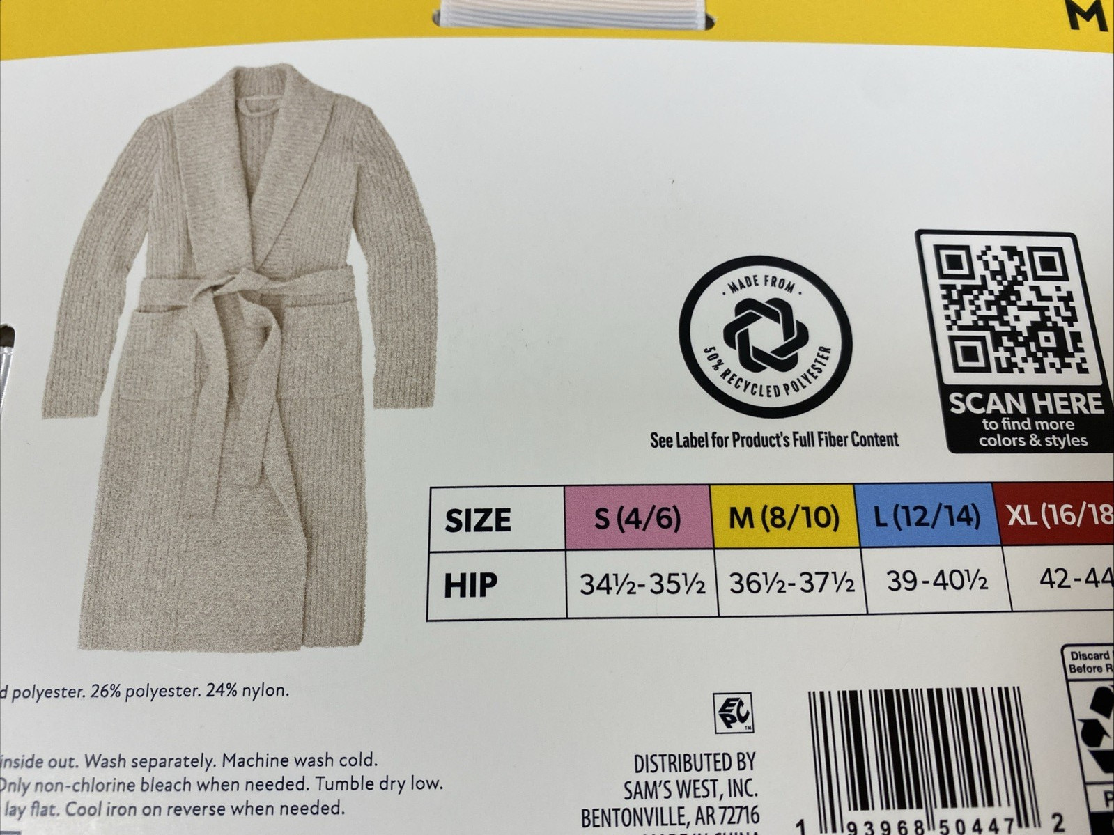 Members Mark Women’s Cozy Knit Robe Assorted Sizes Oatmeal NWT