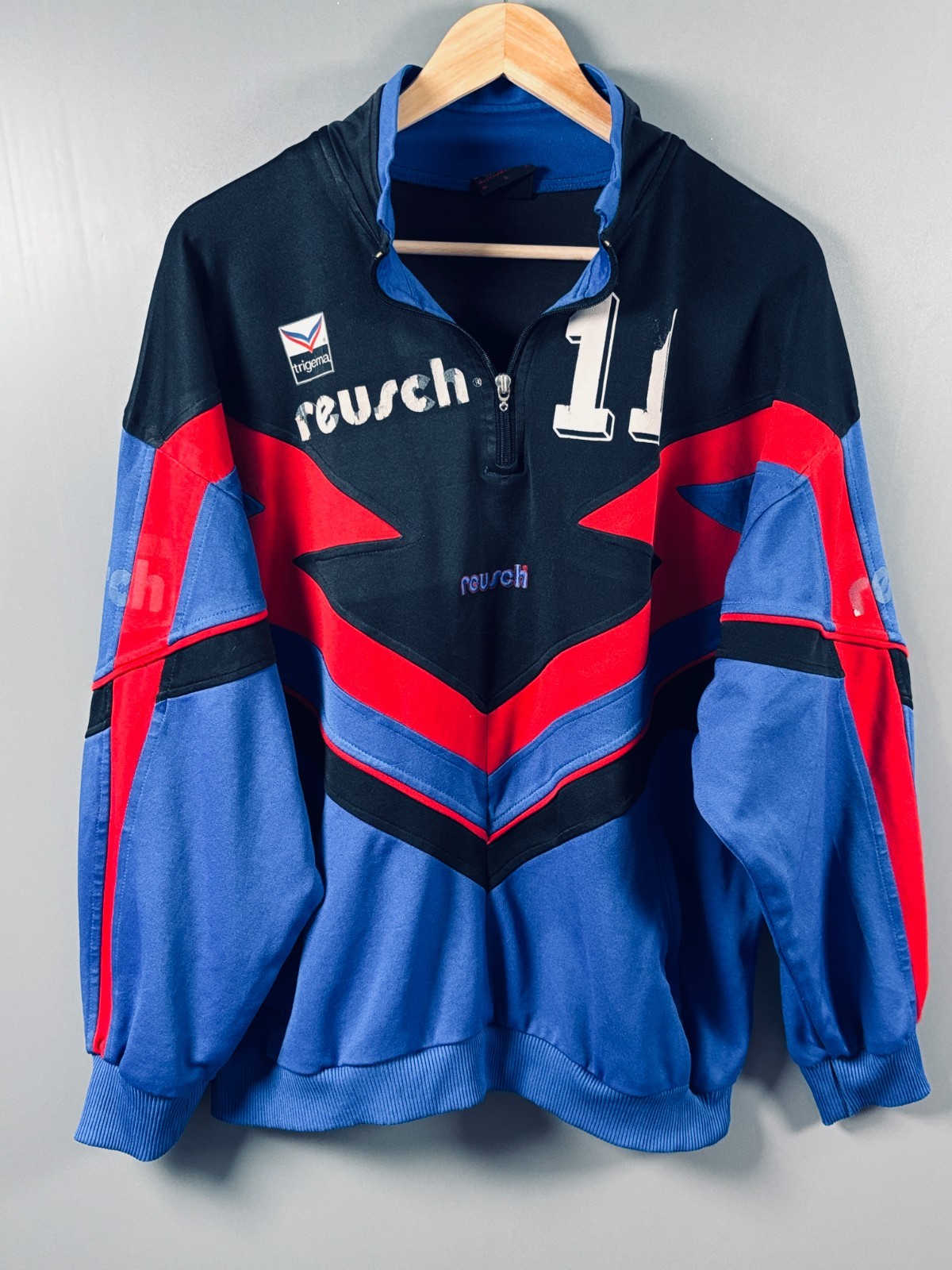 Vintage Reusch Trigema Sweatshirt Mens Large 90s Ski Track Top Germany Retro