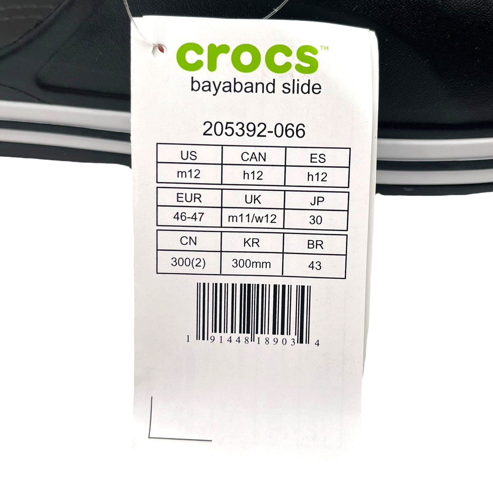 Crocs Bayaband Mens Slide Sandals Size 12 Black White Water Friendly Lightweight