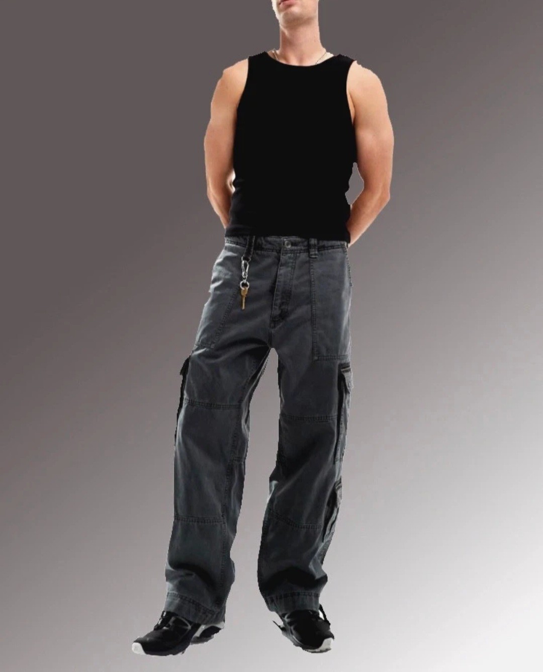 Abercrombie & Fitch Ultra baggy Black Cargo Pants 33×32