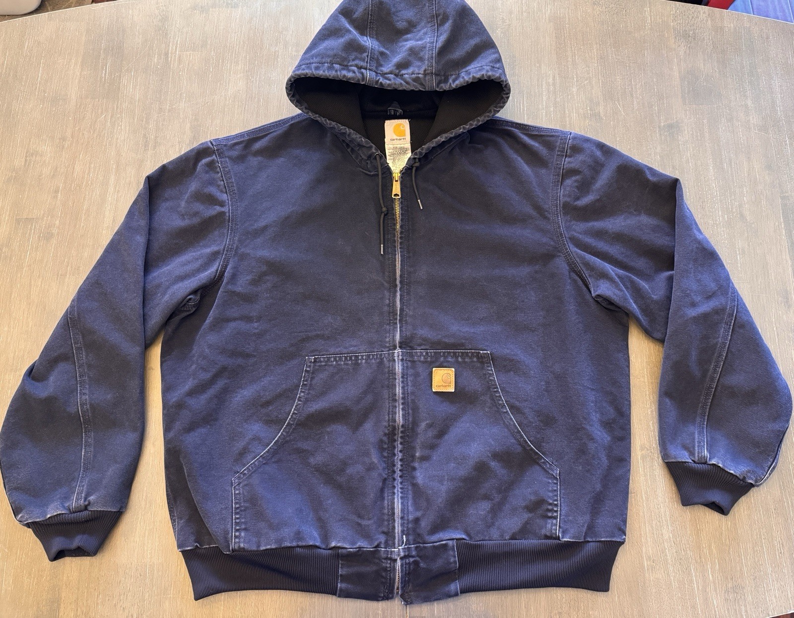 VTG Carhartt Jacket Mens XL Blue J25 Sandstone Gorpcore Workwear Hoodie Full Zip