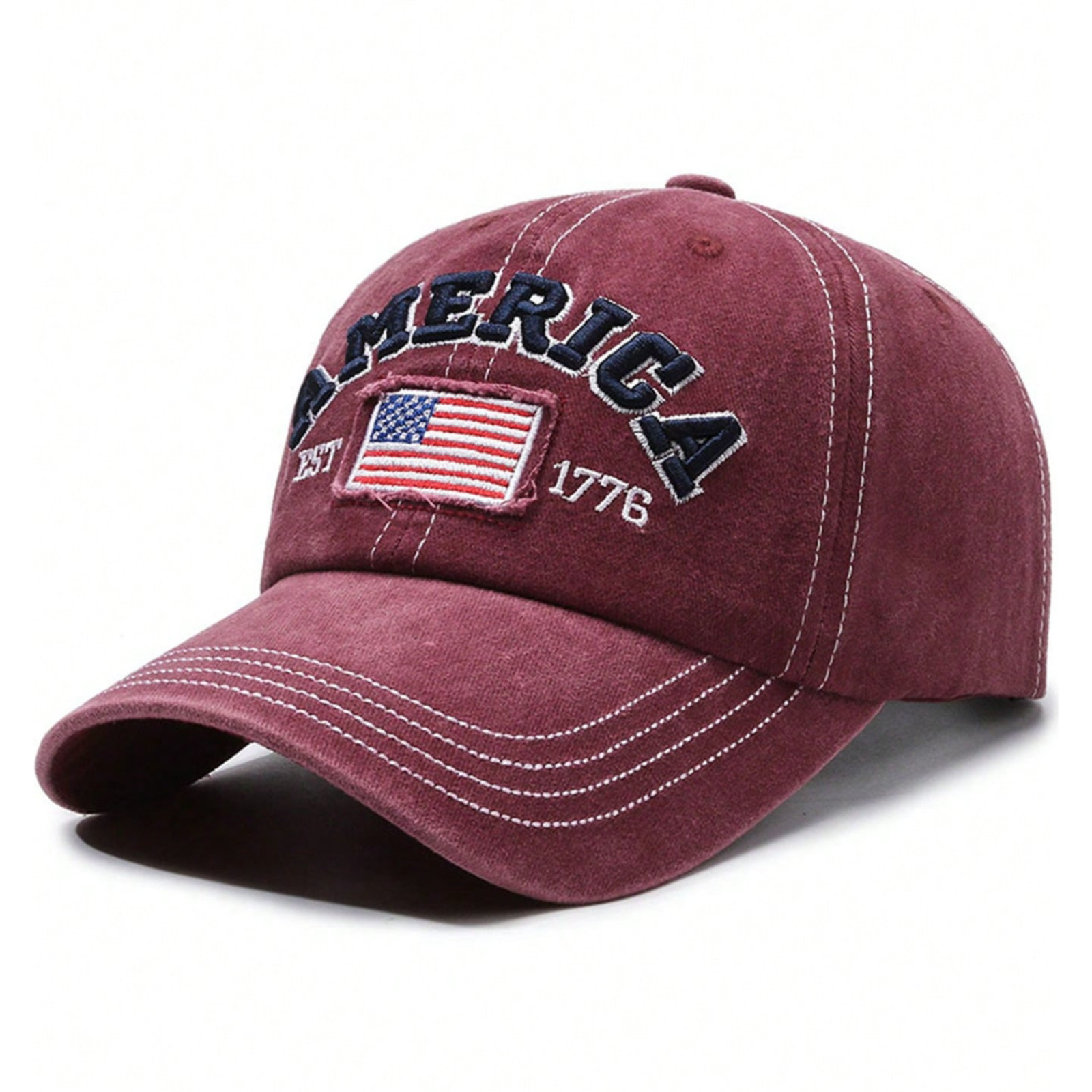 USA America EST 1776 3D Embroidered Flag Baseball Cap Patriotic Hat Unisex