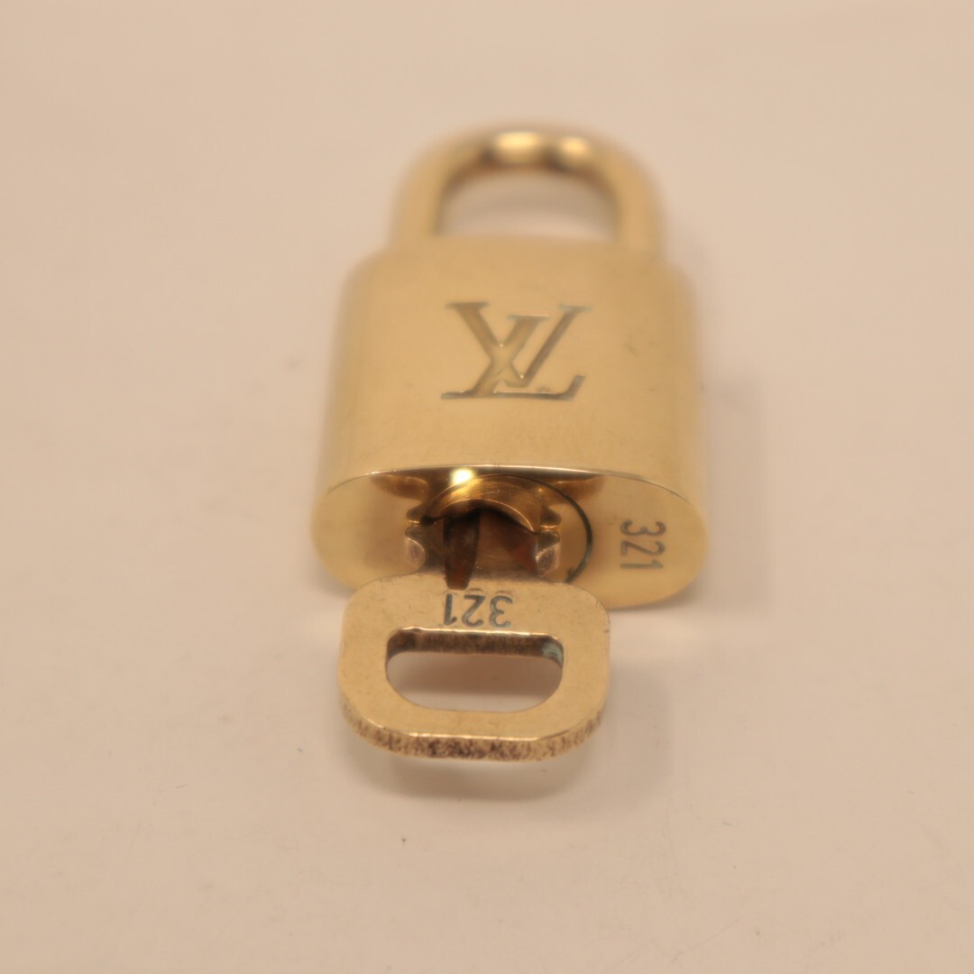 LOUIS VUITTON PadLock Lock & Key Brass Gold Authentic Number random Japan