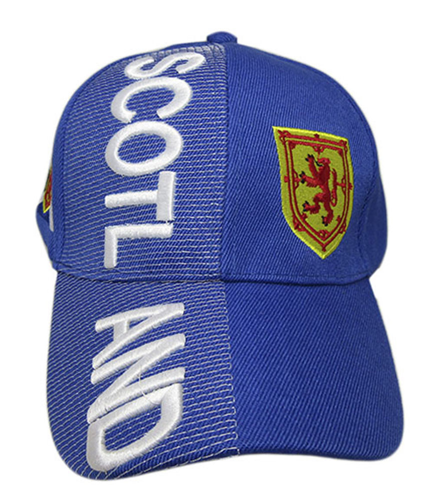 Scotland Country Letters Emblem Lion Royal Blue 3-D Embroidered Cap Hat