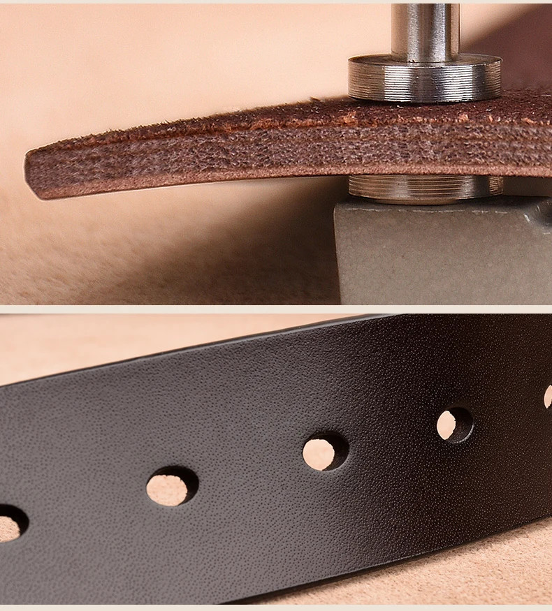 Genuine Leather Waist Belt Cowhide 3.8cm Men’s Plus Size Pin Buckle Jeans Belts