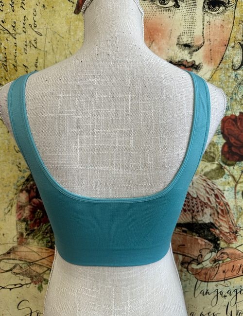 Rhonda Shear Bra Teal Seamless Removable Pads Pullover Ahh New