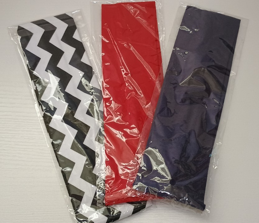 3 Wide Stretch Basic Headwraps – Black/White, Red, Navy Blue