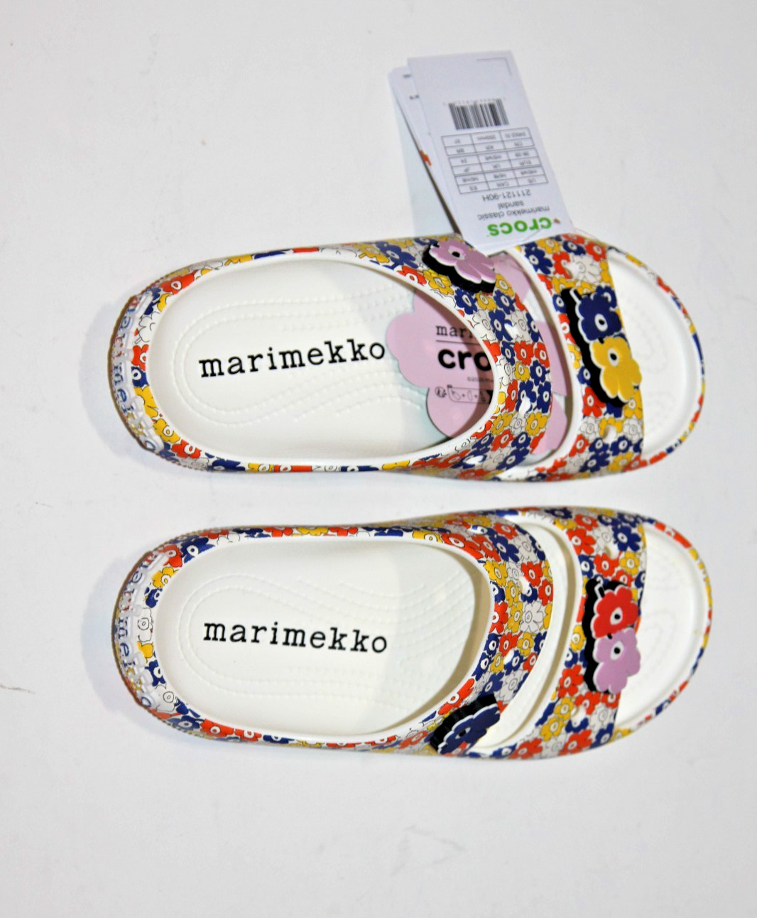 CROCS MARIMEKKO CLASSIC SLIDES SANDALS FLORAL JIBBITZ SIZE WOMEN 8 MEN 6 W8/M6