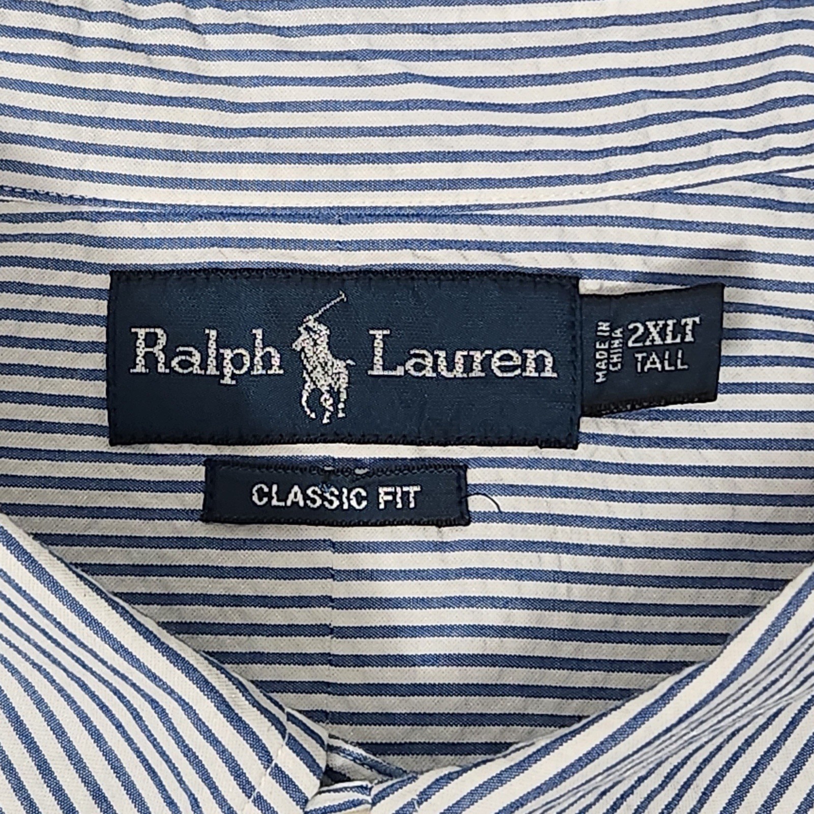 Ralph Lauren Men’s Classic Fit Blue/White Stripe SS Dress Shirt 2XLT