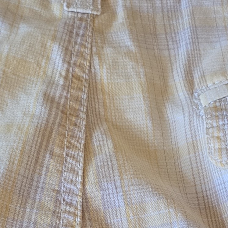 Sonoma Life + Style Women’s Bermuda Shorts Size 12 Beige White Cotton Plaid Mid