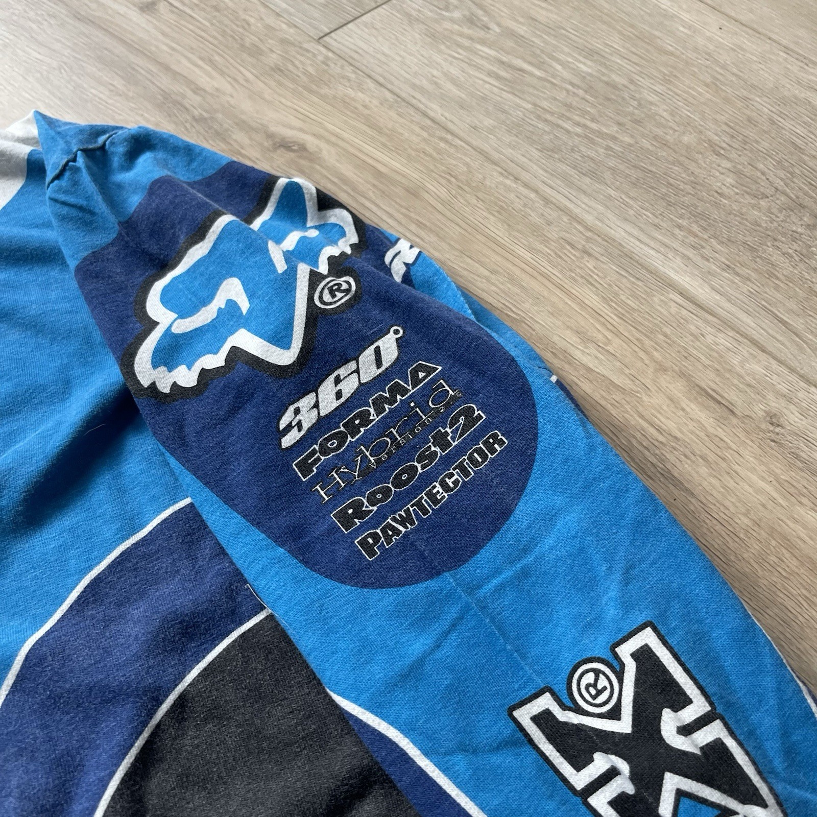 VTG 90s Fox Racing RS Single Stitch AOP Graphic Racing Mock Neck Jersey Sz XL