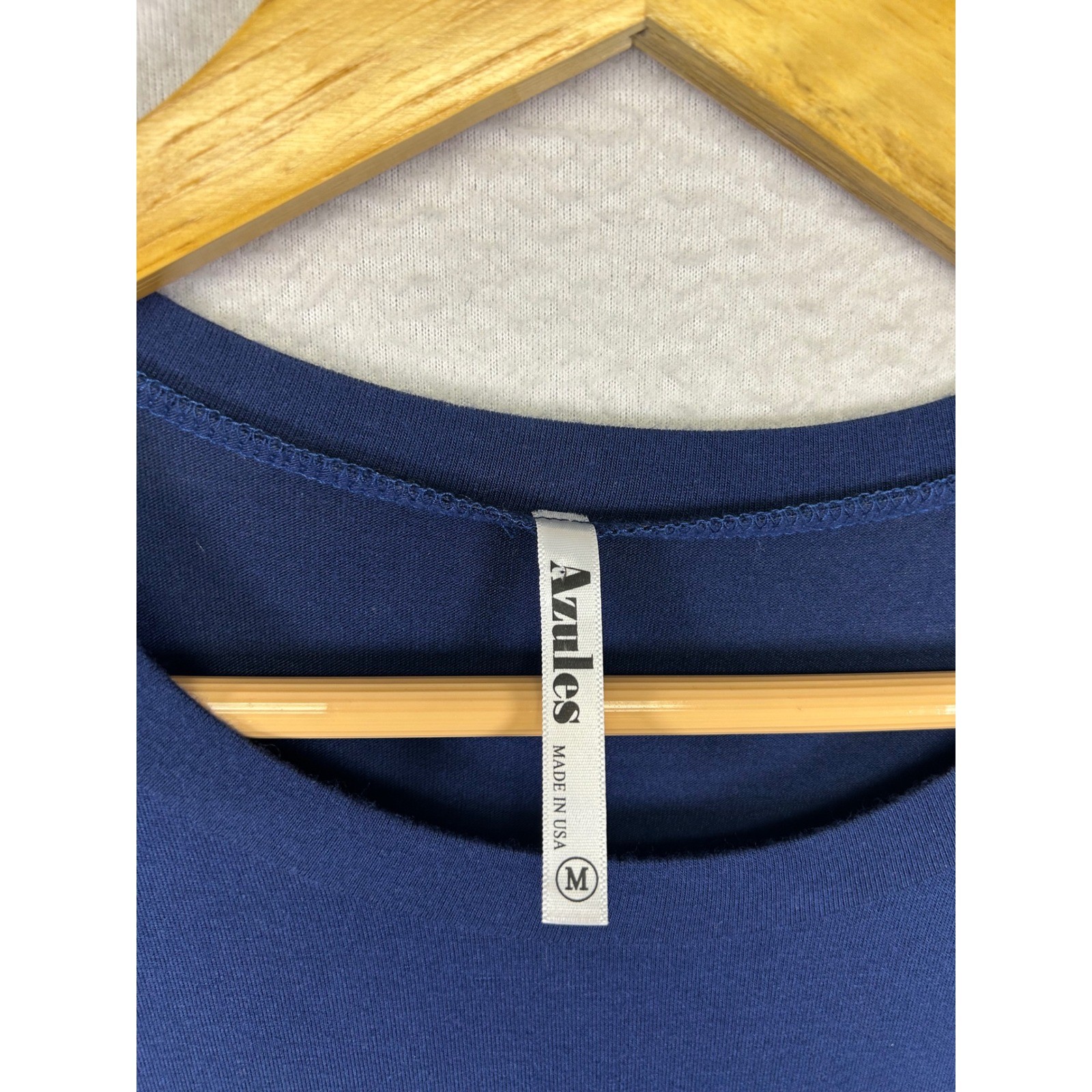 Minimalist Azules Women M Navy Blue Side Knot Asymmetrical Tunic Top ATP-2298 RS
