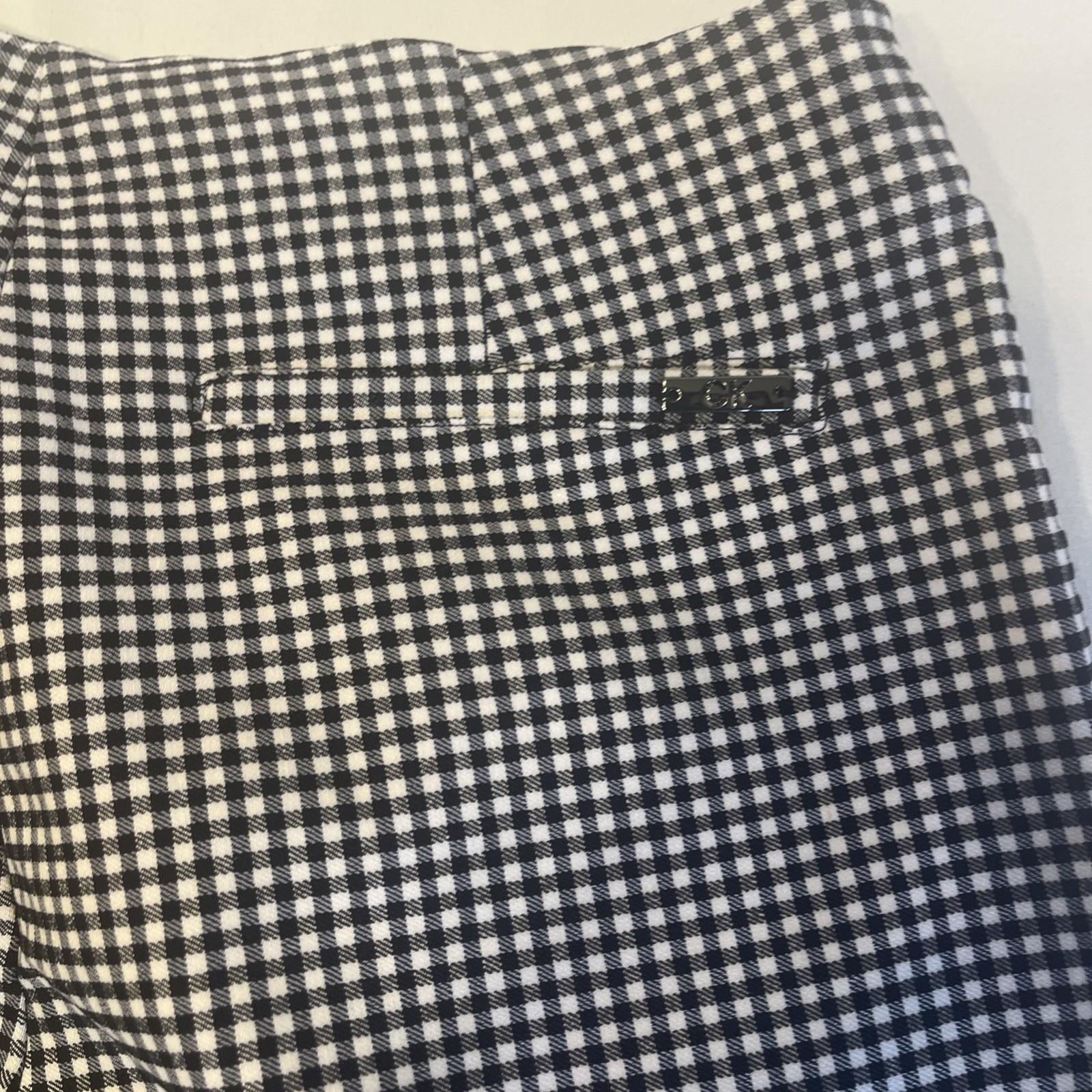 Calvin Klein Womens Pants Size 4 Black White Checker Stretch Career Slim Fit