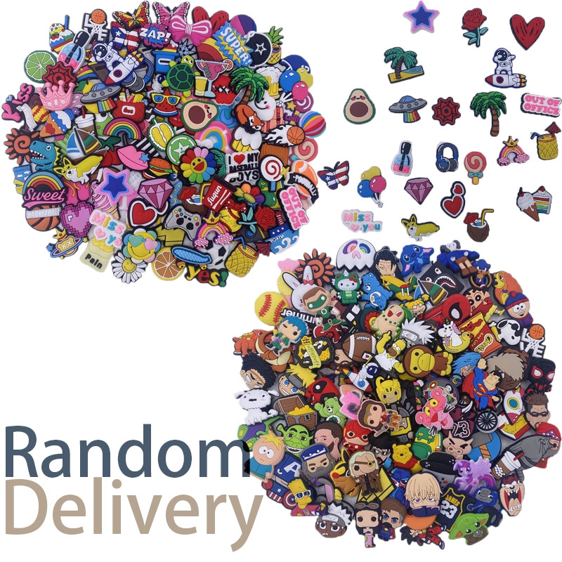 90 Pcs Mixed Pvc Shoe Charms Lot Different Charms Fit For Croc Clog Sandals USA