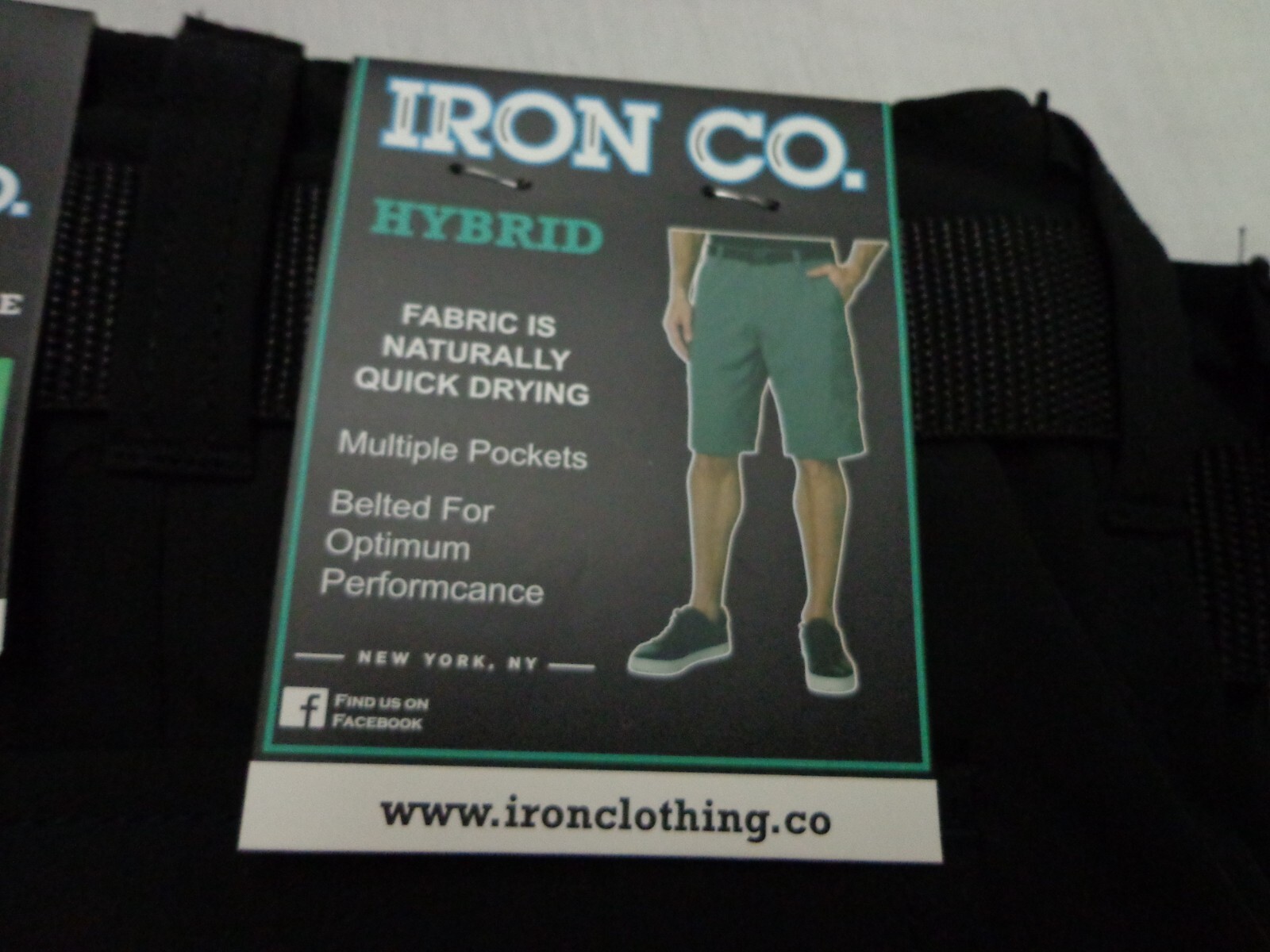 IRON CO. Hybrid Belted Shorts Black Size 34 NEW