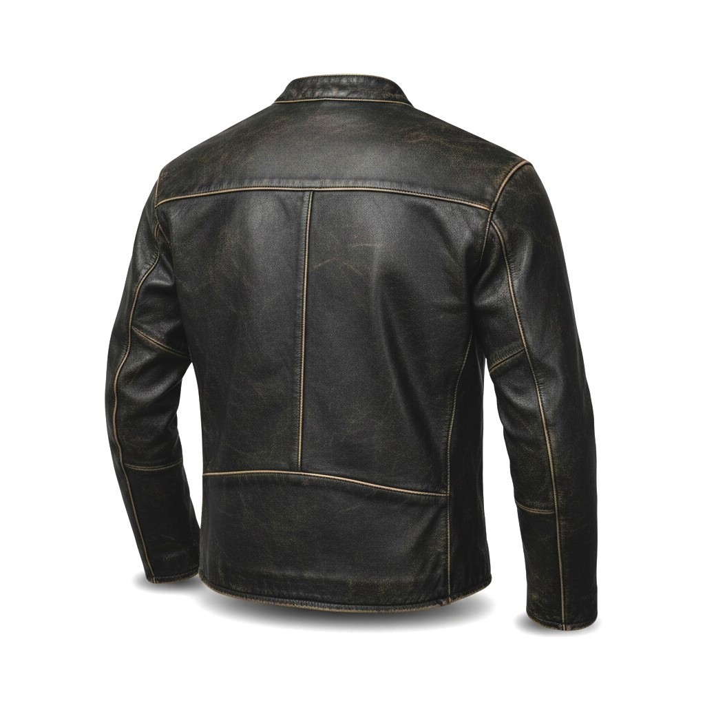 Men’s Café racer Style Biker Motorcycle Leather Jacket Genuine Soft Sheep Skin