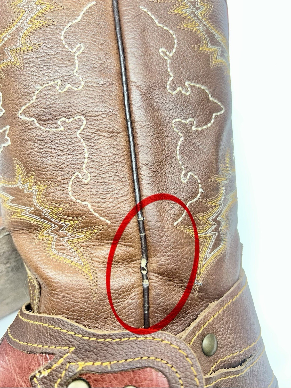 Reyme Western boots Women size 7.5US 24.5 MX square toe with Spur strap Made MEX