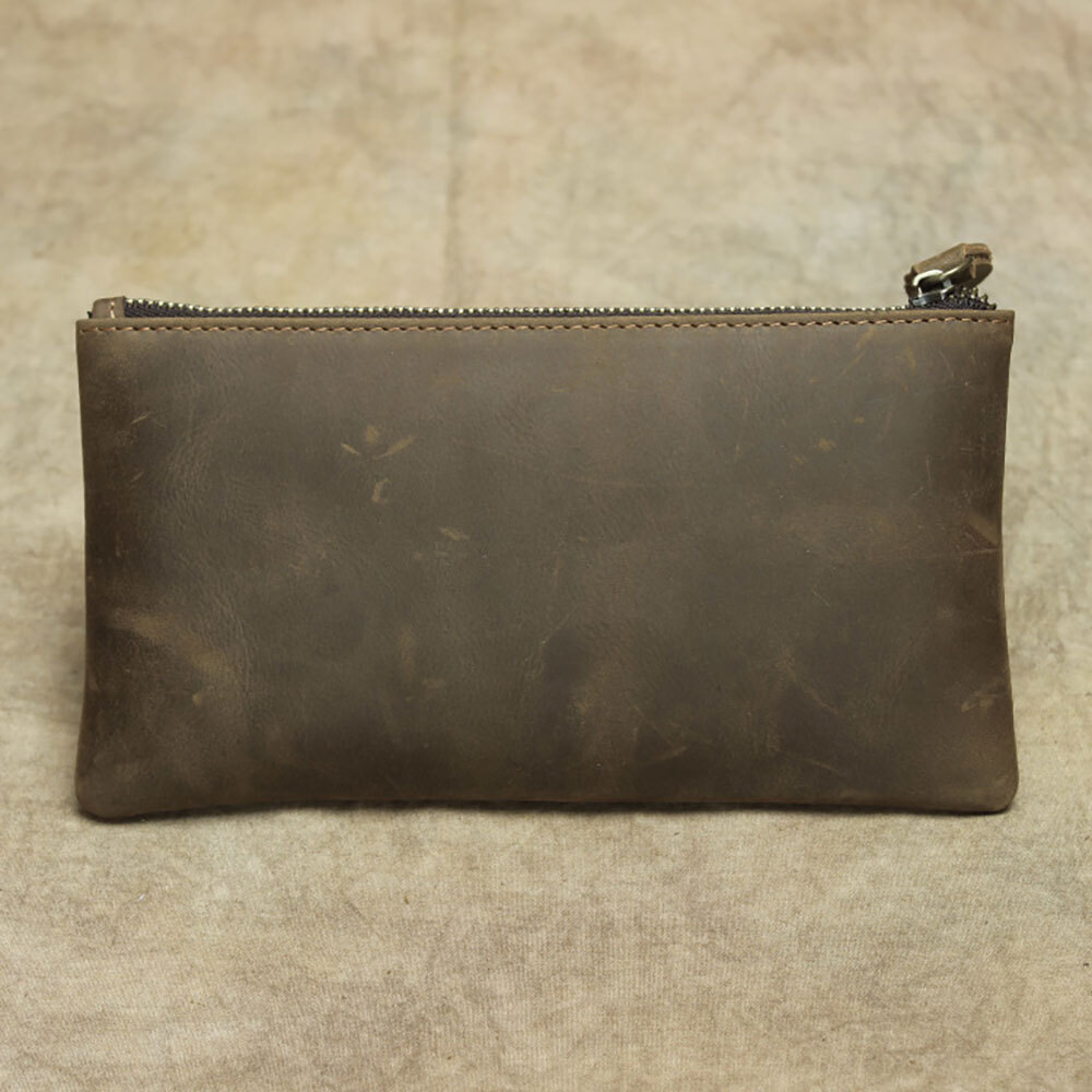 Leather Cash Long Wallet Envelope Zipper Pouch – Money Holder for Men & Women.